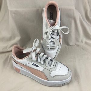 PUMA Girls Carina Street Jr White w/Pink 393846-04 Fashion Athletic Size 5